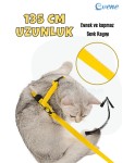 Kedi Tasması Kedi Gögüs Bel Ayarlanabilir Tasma Sarı 2CM